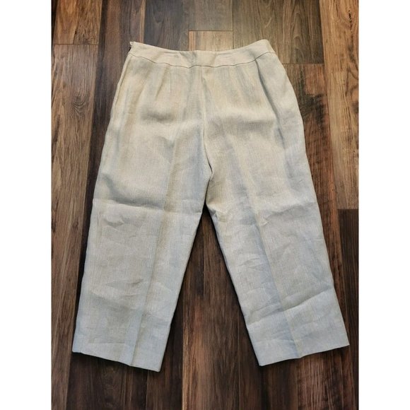 Talbots 100% Irish Linen Pants Lined Side Zip Beige Sz 16p - Picture 5 of 7